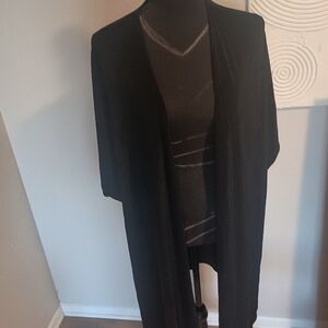 Elegant Black Open Front Cardigan